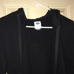 of navy zip up hood jacket